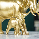 Gold Elephant and Calf Statue